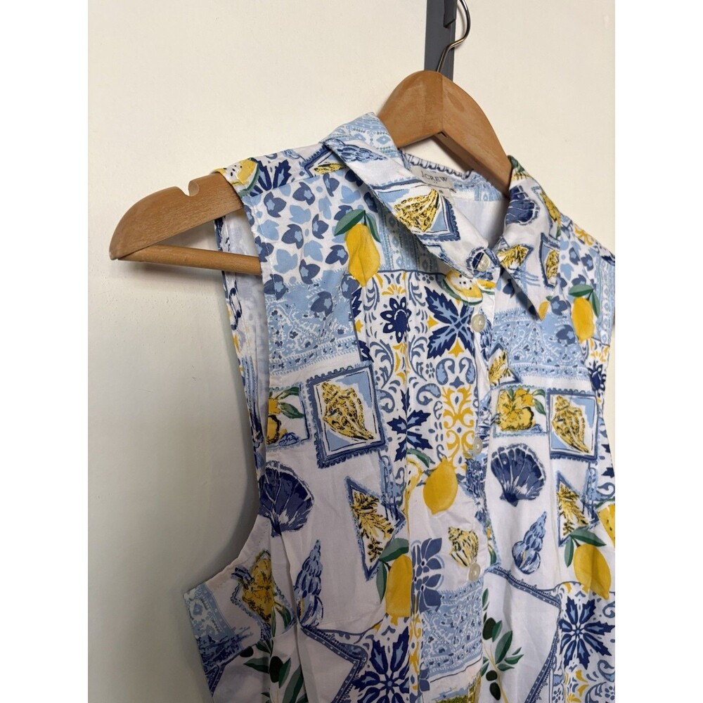J Crew Dolce Vita Lemon Tile Print Sleeveless Midi Shirt dress Size 8 - Picture 4 of 9